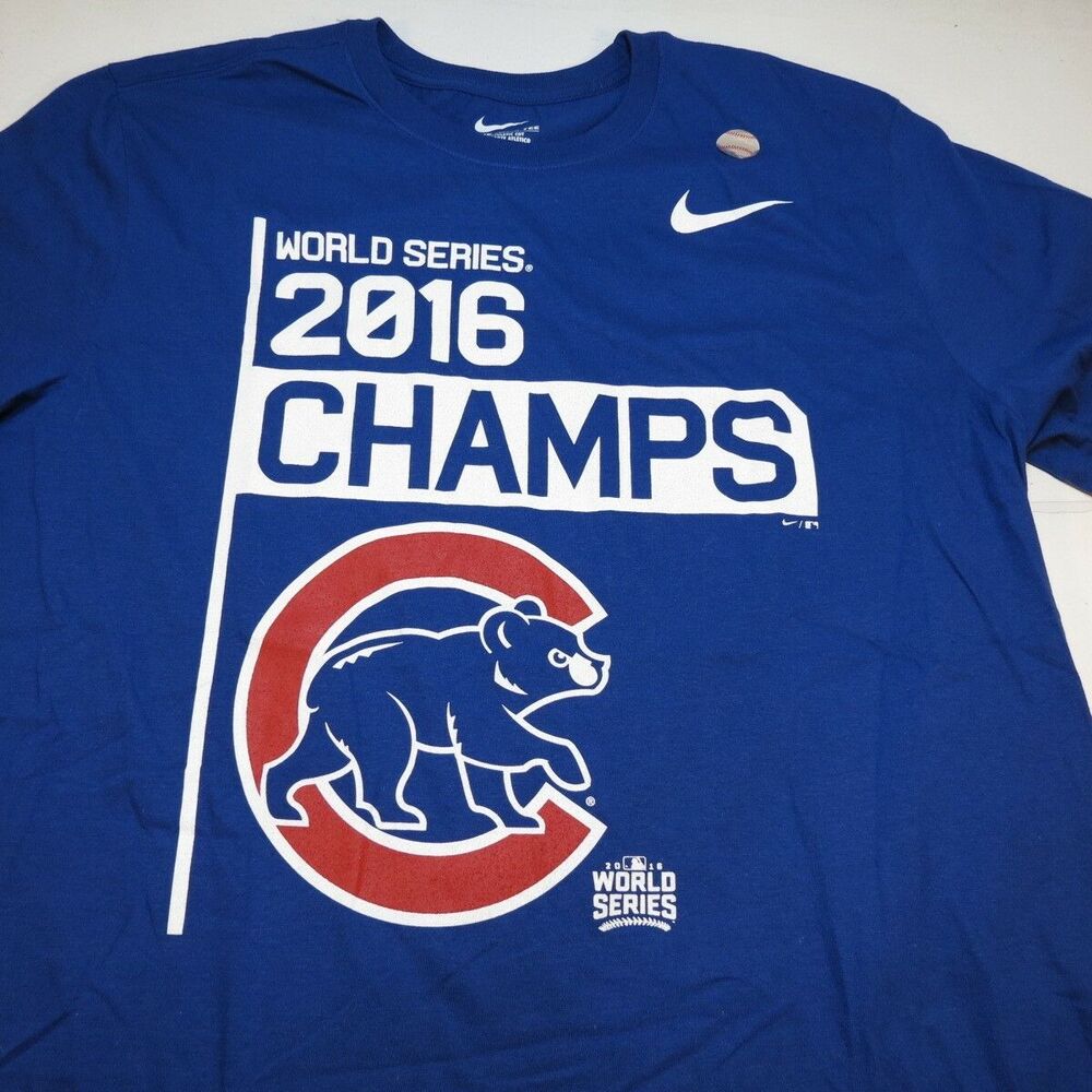 CHICAGO CUBS BASEBALL NEW NIKE MLB T SHIRT Mens XL World Series Champs